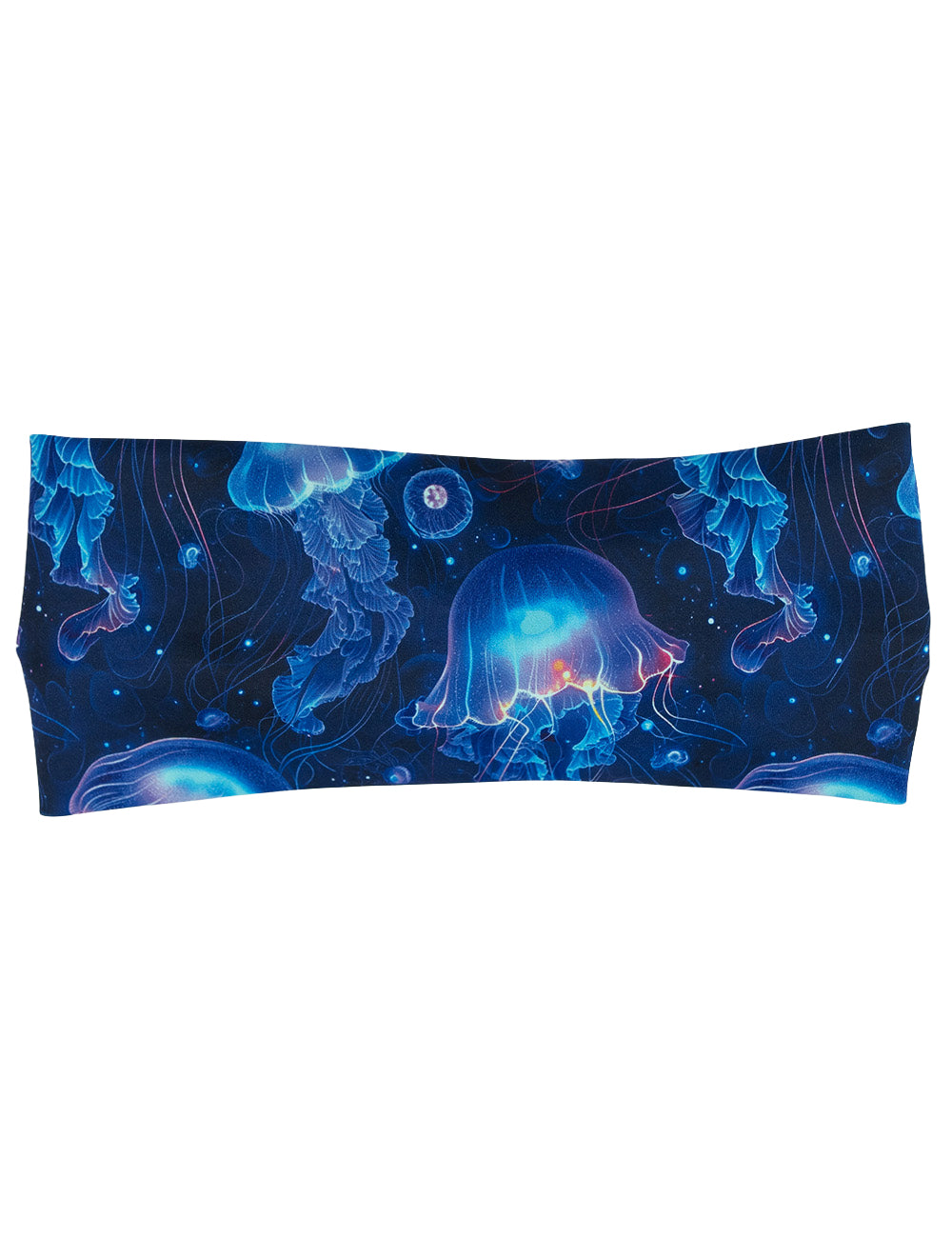 front of the blue jellyfish headband against a white background