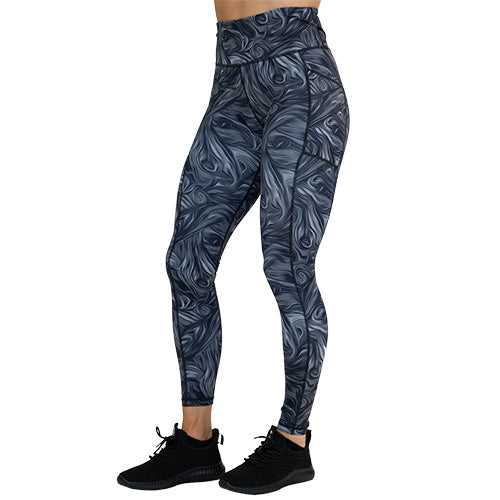 full length grey and black smoke patterned leggings