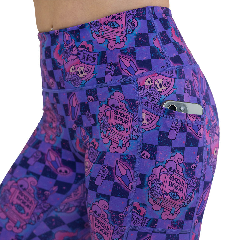 side pocket on the spellbook patterned leggings