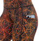black and orange spider web shorts side pocket