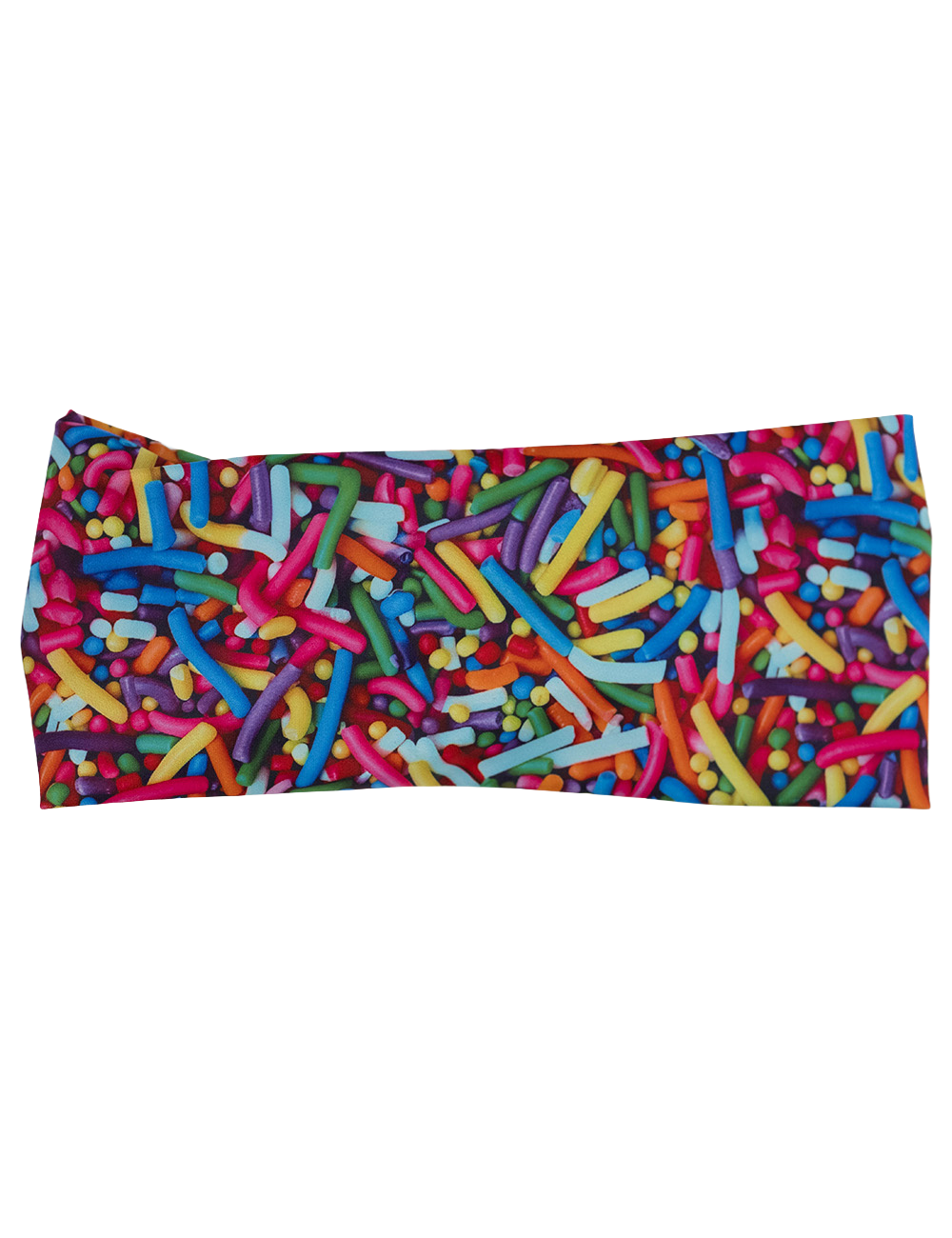 front of the rainbow sprinkles headband against a white background