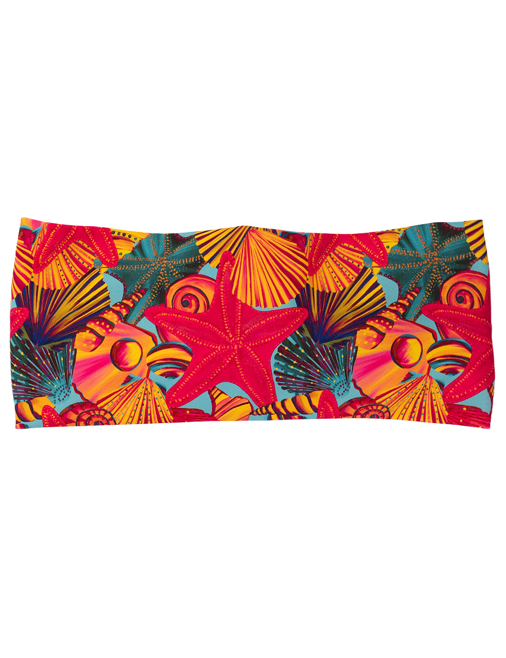 front of the red starfish with a yellow and blue shell background headband against a white background