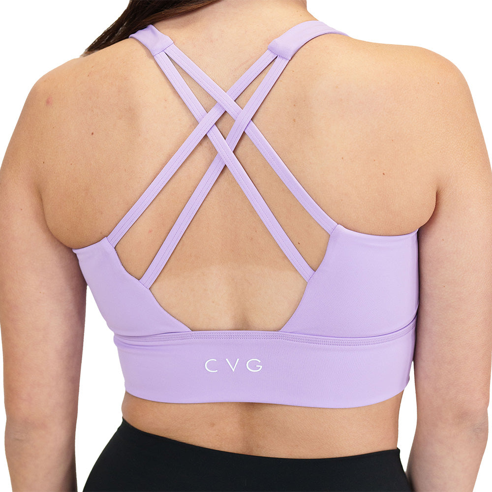 back of the lilac sports bra