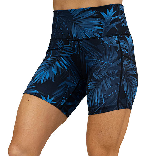 blue palm leaf shorts