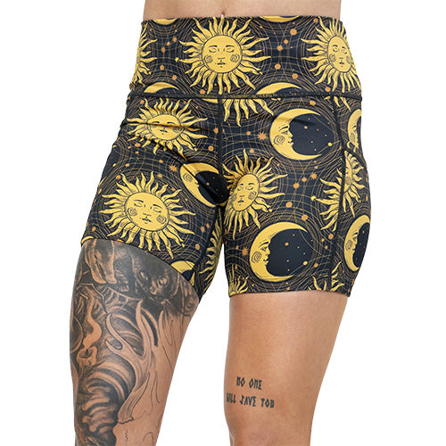 5 inch sun & moon design shorts