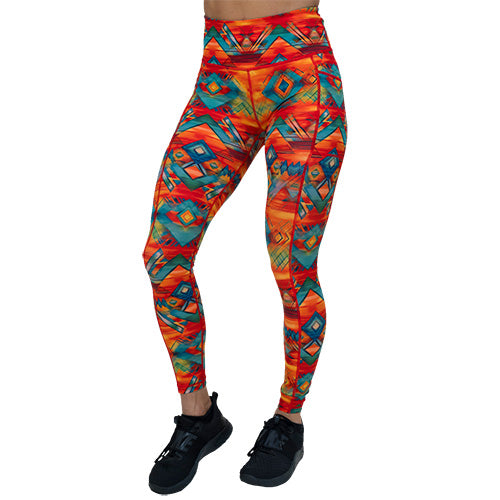 full length colorful aztec pattern leggings