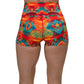 back of 2.5 inch colorful aztec pattern shorts