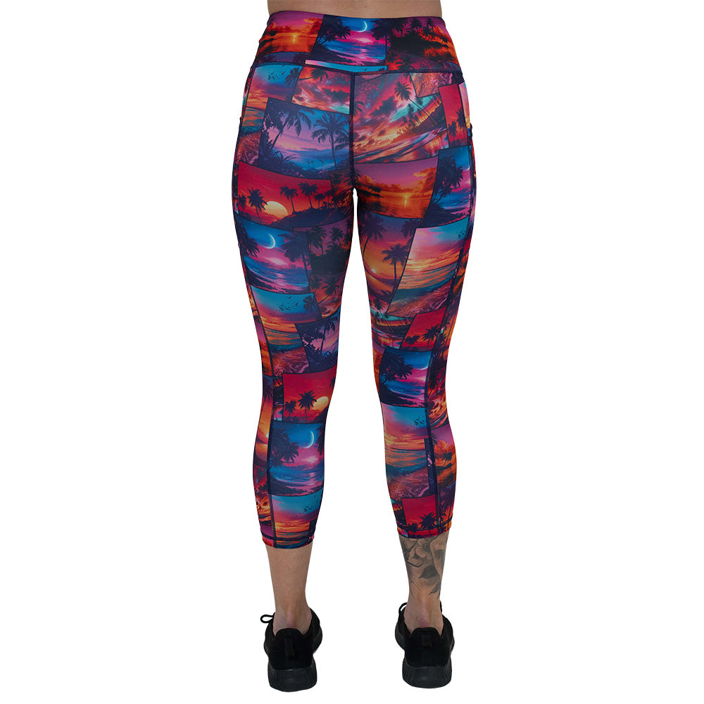 back of the sunset patterned leggings