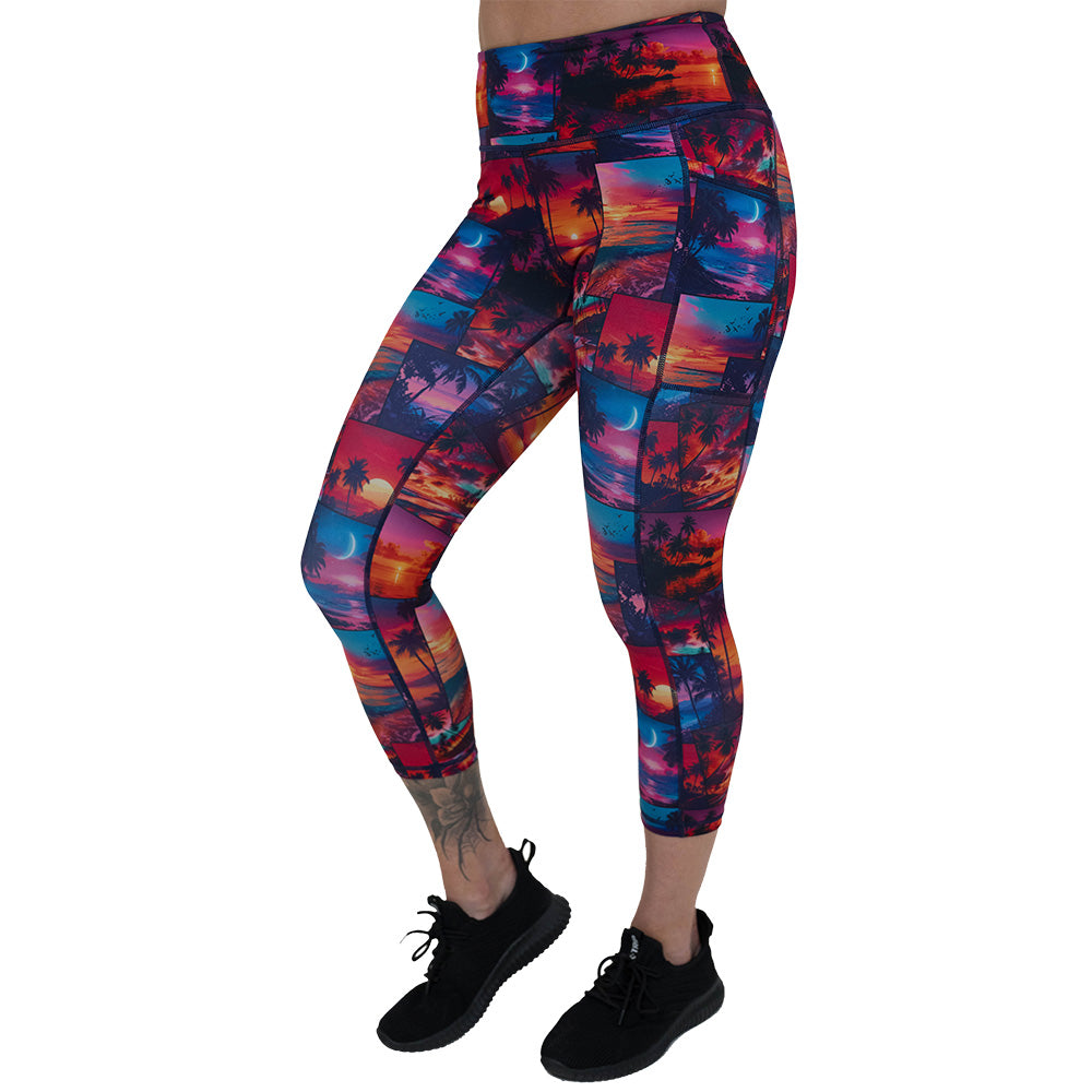 sunset patterned leggings