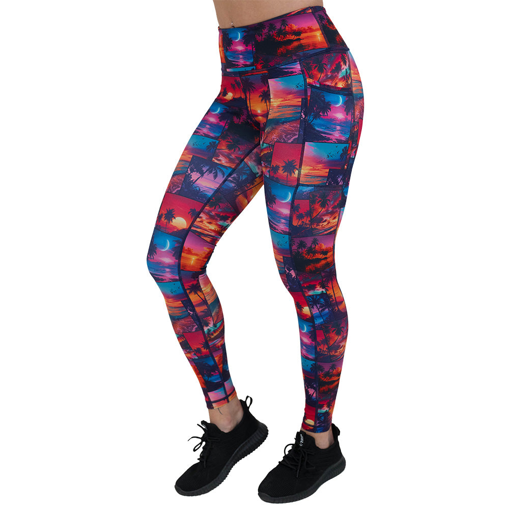sunset patterned leggings