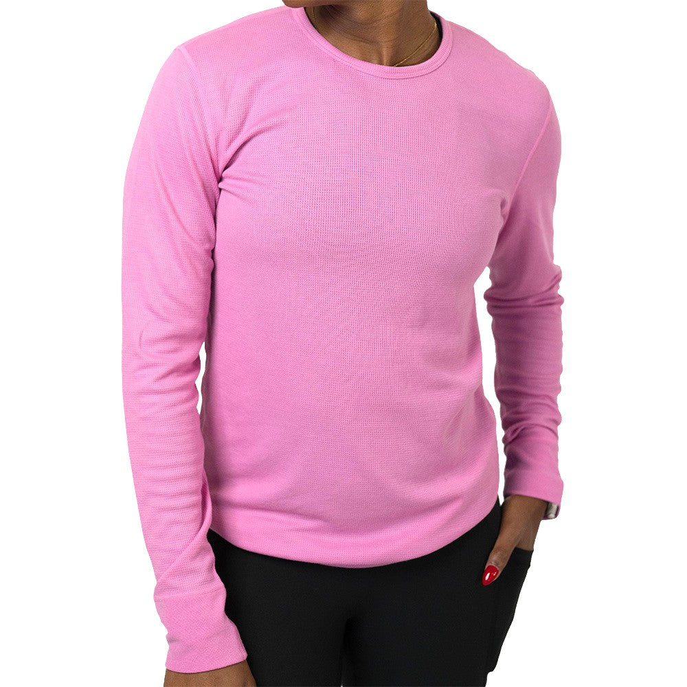 Person wearing a pink long-sleeve