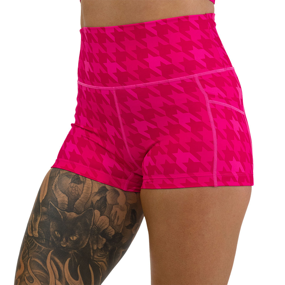 pink houndstooth shorts