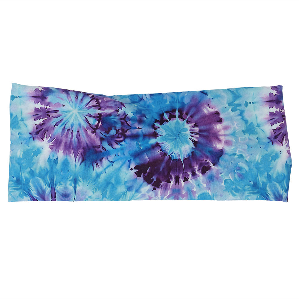 blue and purple tie dye patterned headband