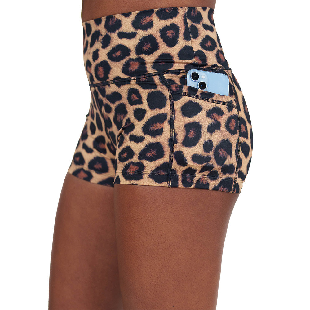 side pocket on the leopard print shorts