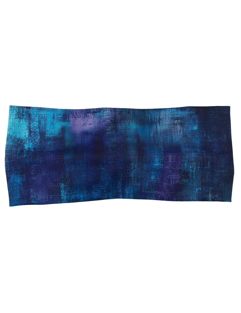 front of the blue, teal, and purple grunge concrete pattern headband against a white background