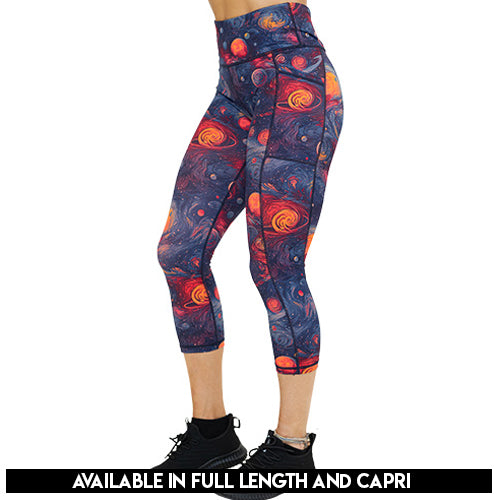 planet themed leggings available in full and capri length
