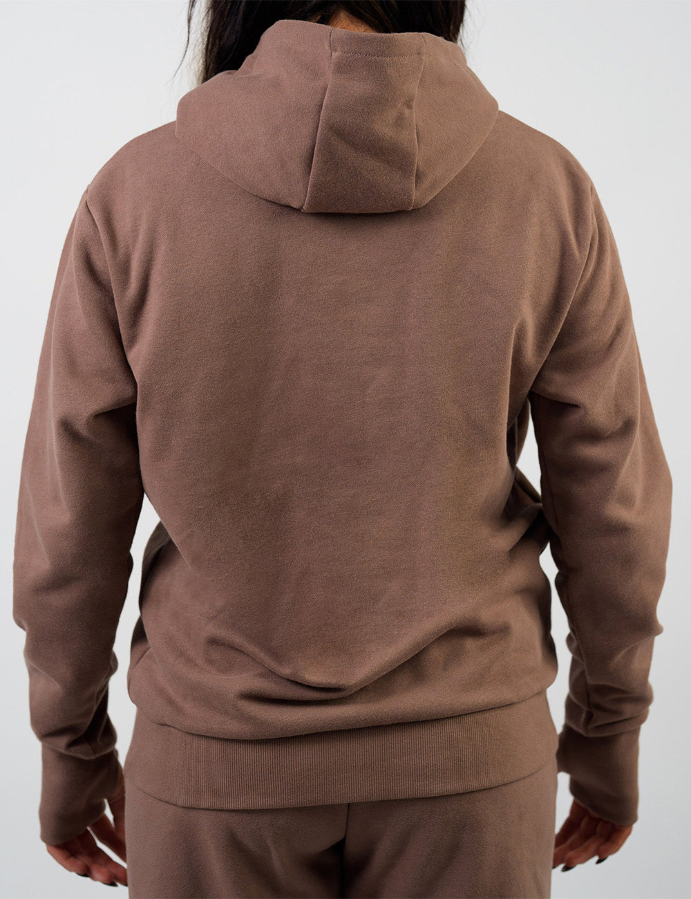 back of the brown hoodie