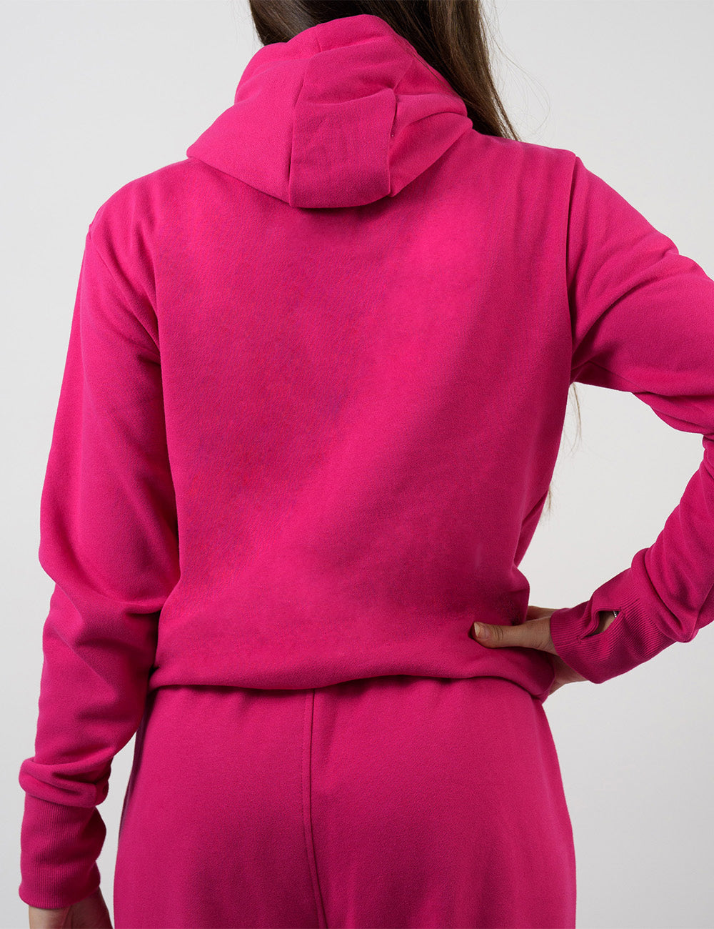 back of the pink hoodie