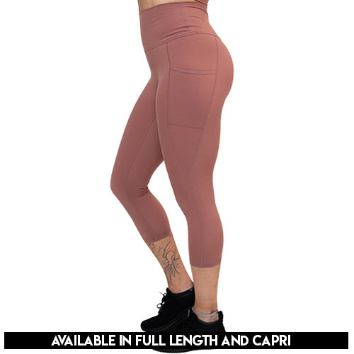 solid blush pink leggings available in full and capri length