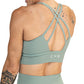 back of solid green sports bra