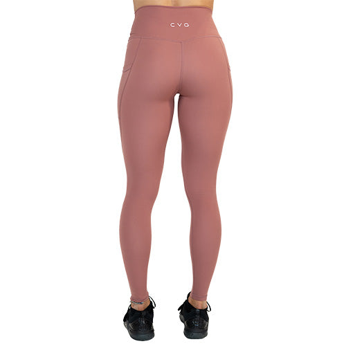 back of solid blush pink leggings