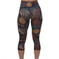 back of capri length boho floral patterned leggings