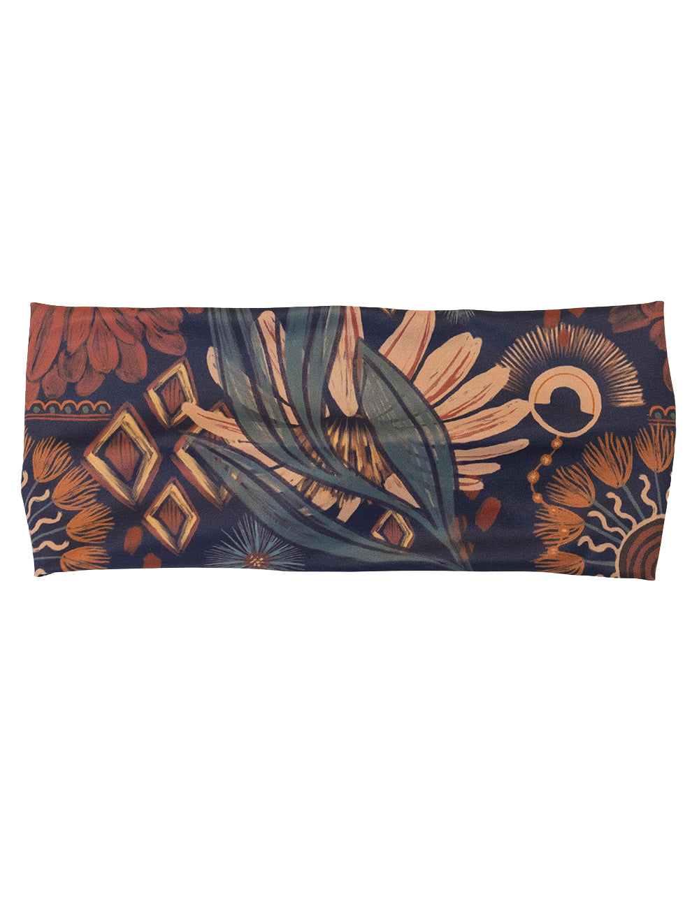 front of the paisley flower headband against a white background