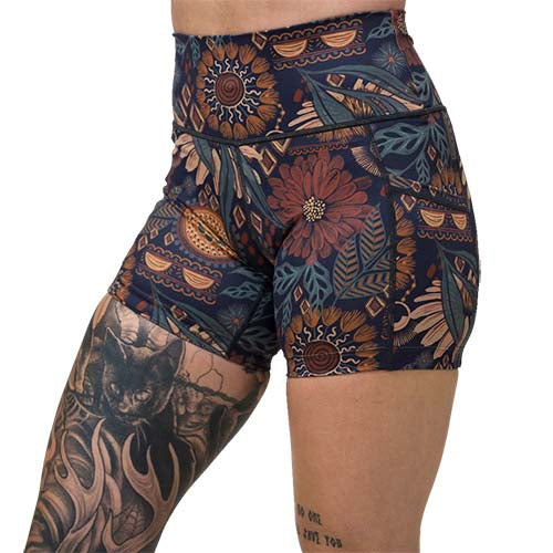 5 inch boho floral patterned shorts