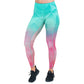 full length teal and pink ombre leggings