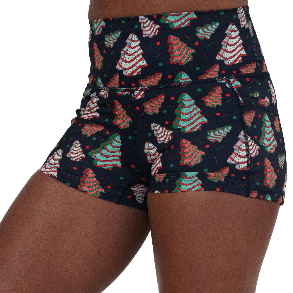 2.5 inch Christmas tree print shorts