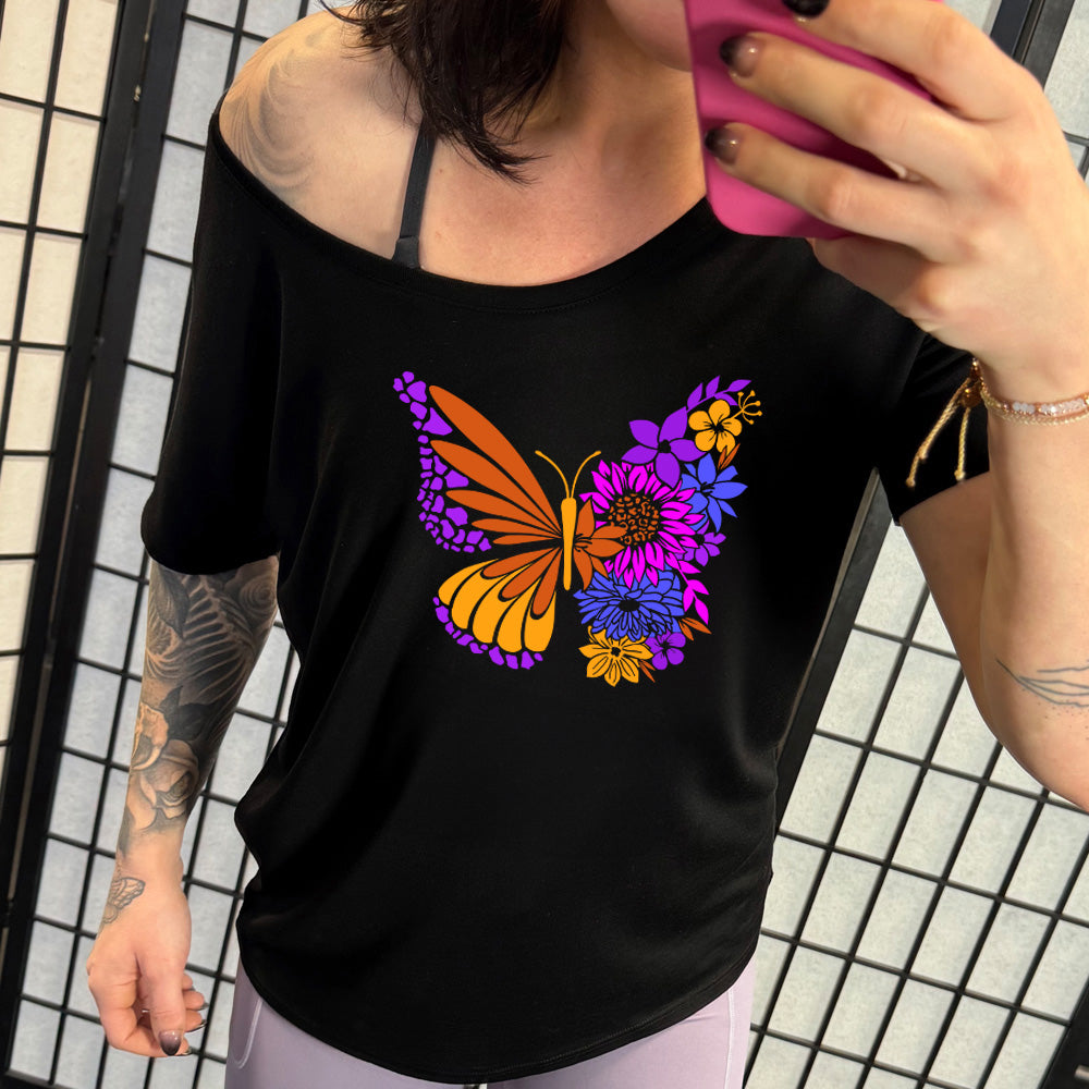 Colorful Floral Butterfly | Slouchy Tee