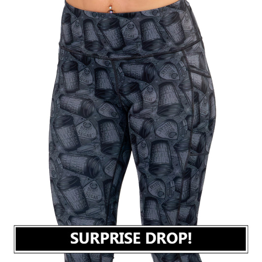 coffee cup patterned leggings surprise drop