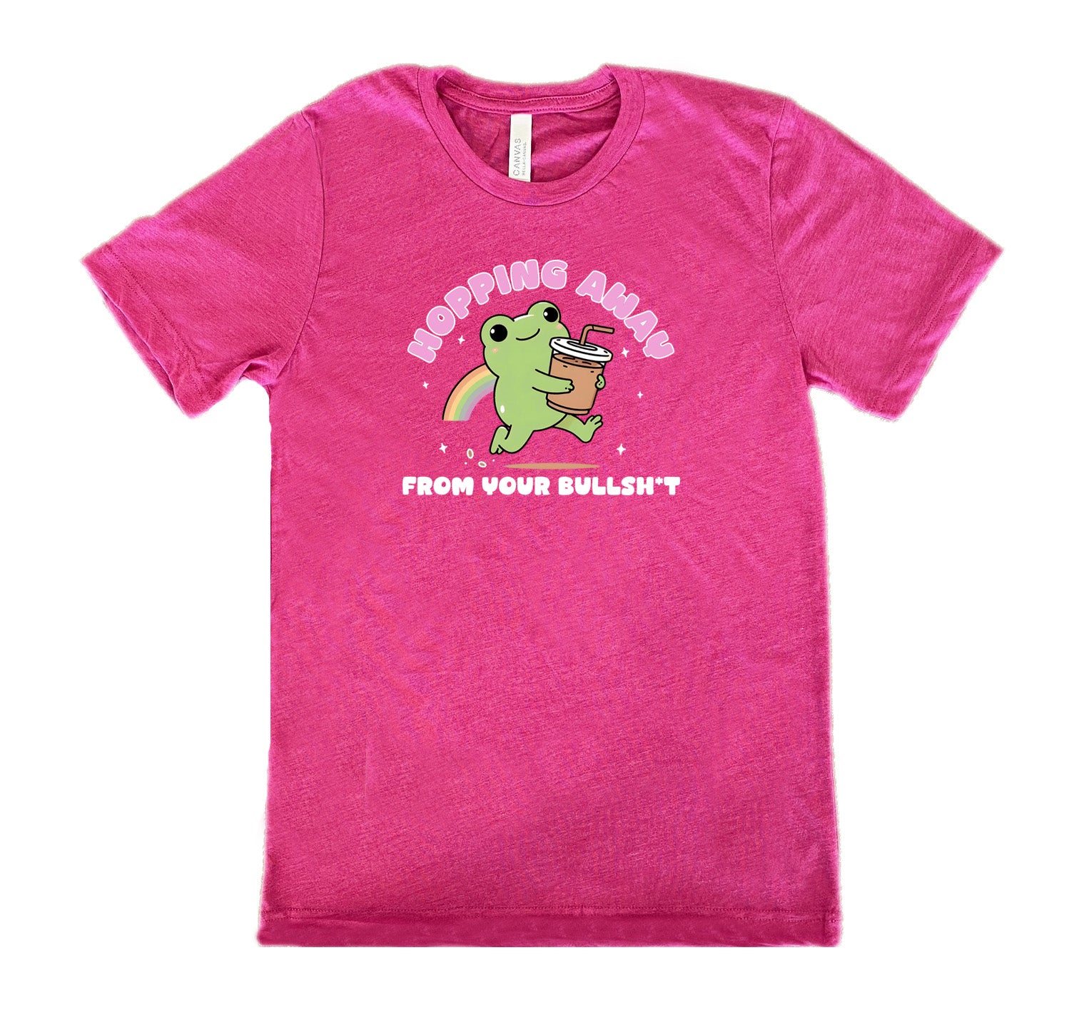 berry shirt with the text "Hopping Away From Your Bullshit" on it