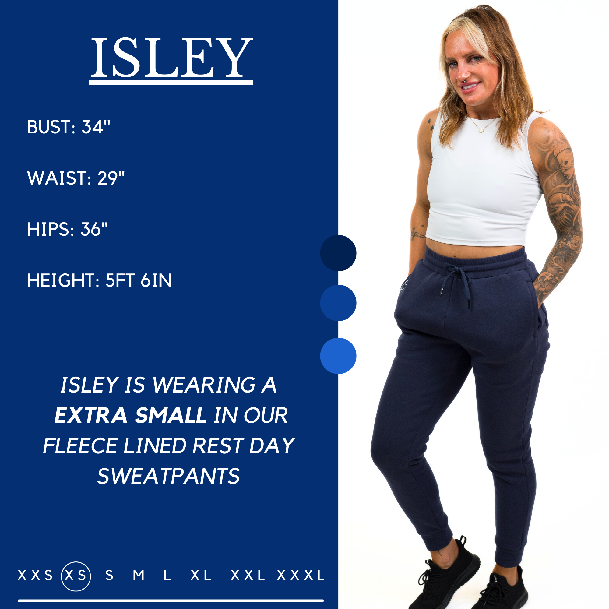 isley navy rest day fleece lined sweatpants sizing chart