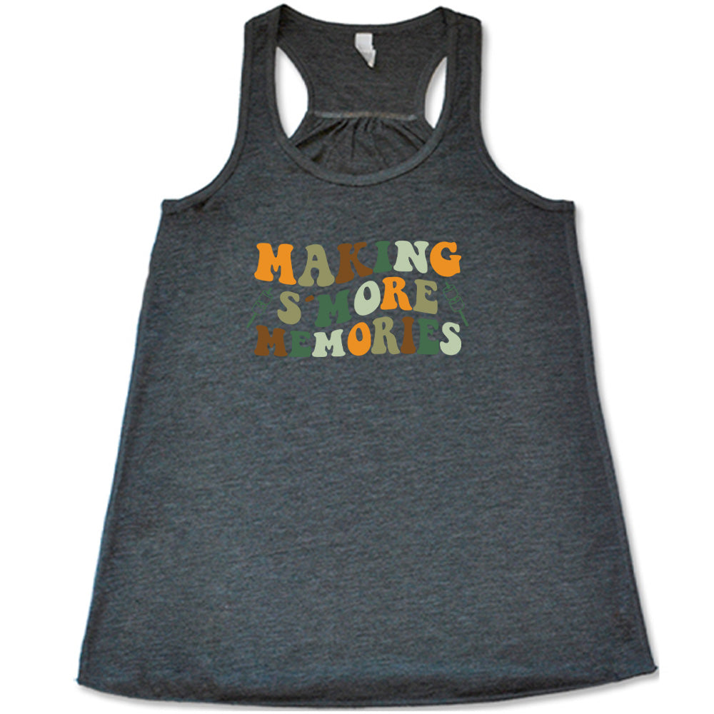 Grey colored flowy tank with a graphic on it that says "Making S'More Memories"