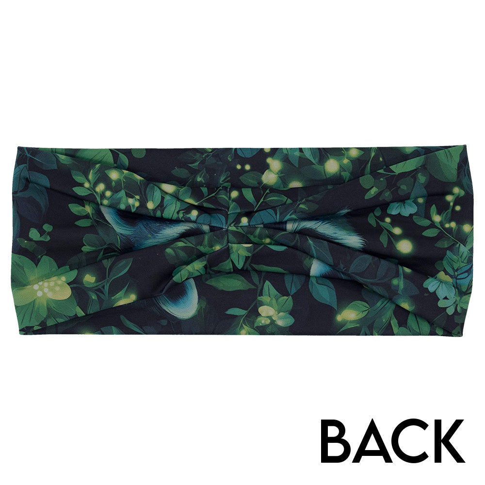 back of the green Raccoon design headband