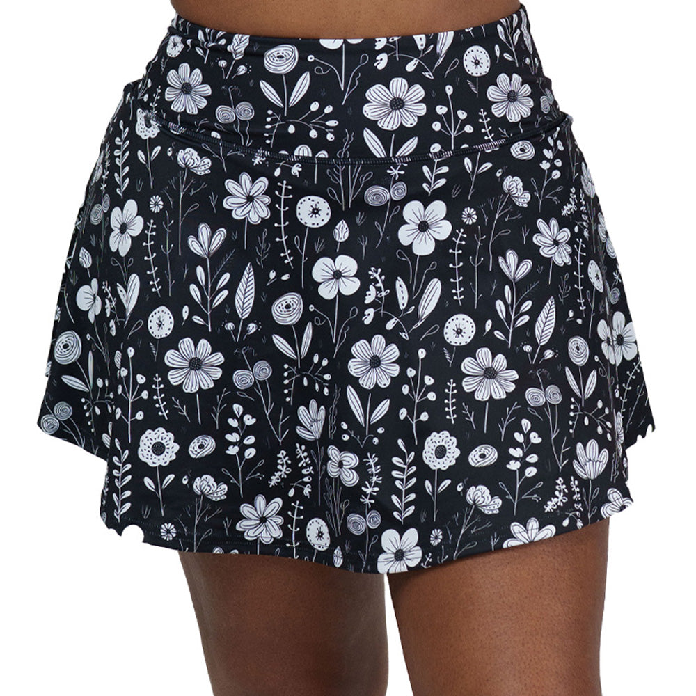 black and white floral skirt