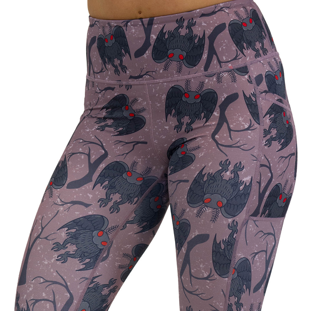 cartoon mothman print leggings