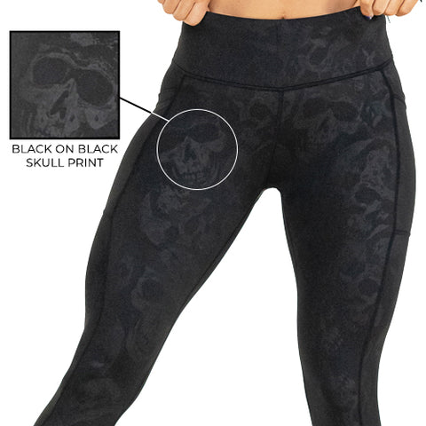 Shadow Skulls Workout Leggings Leggings with Pockets