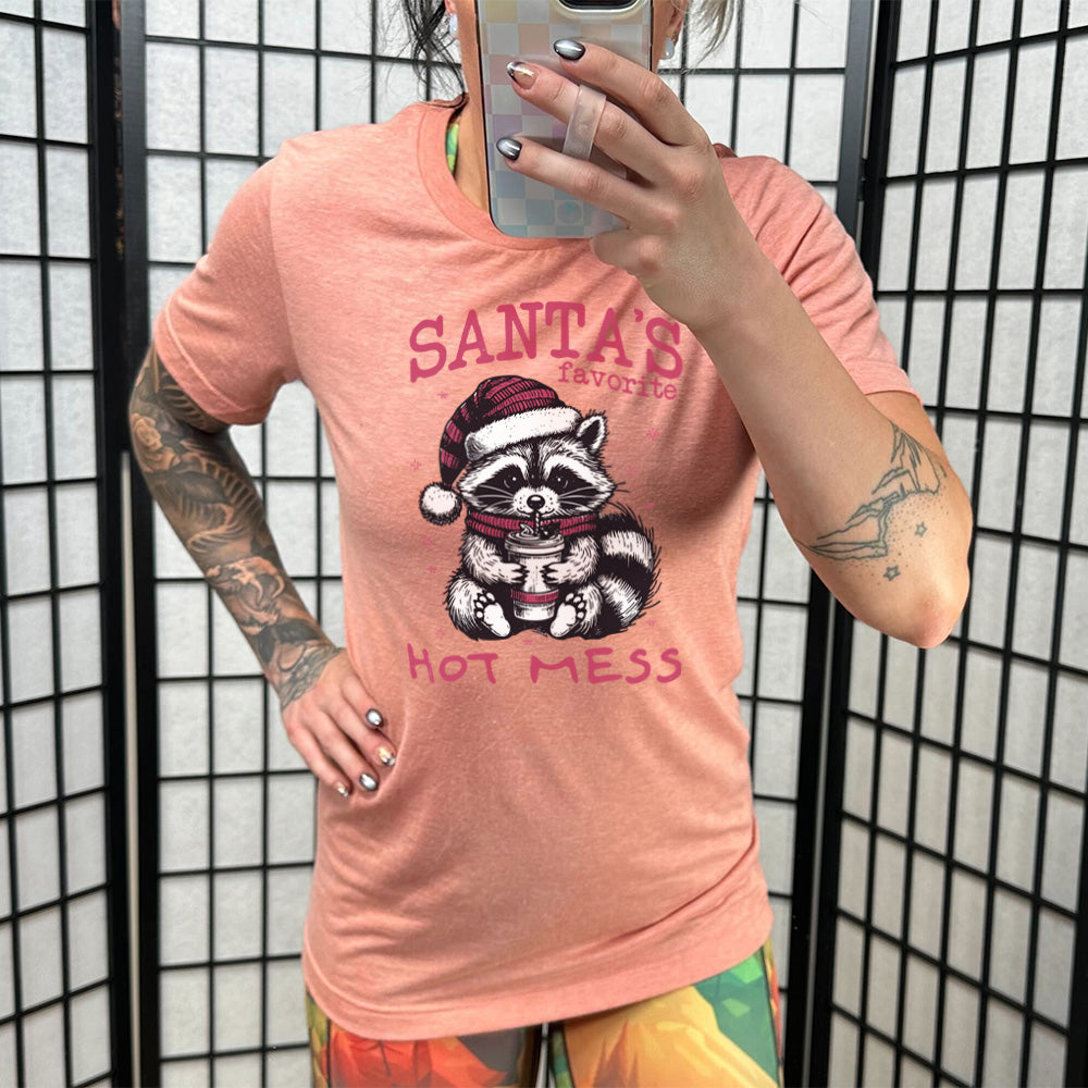 Santa's Favorite Hot Mess Raccoon Shirt Unisex