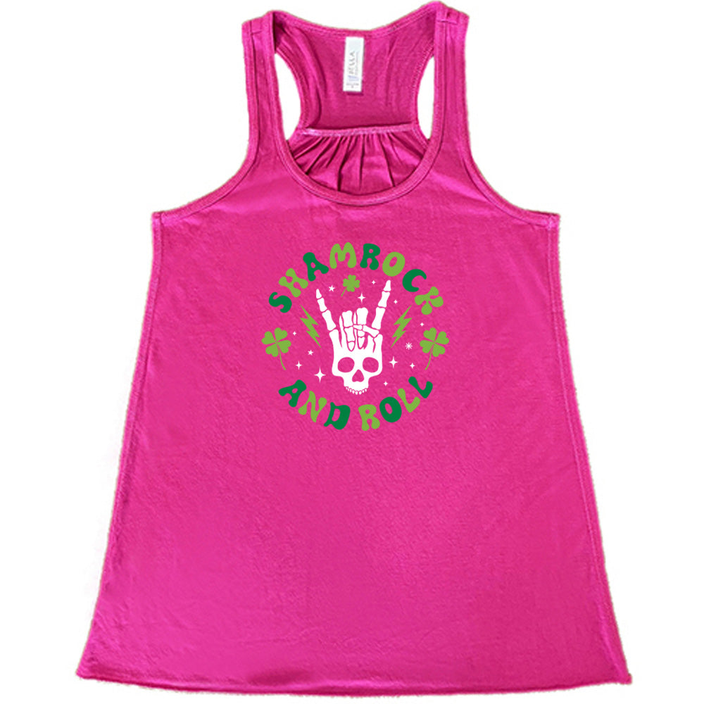 berry shirt with the quote "Shamrock and Roll" on it