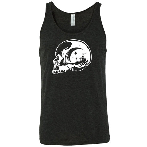 black unisex shirt with an alien skull design