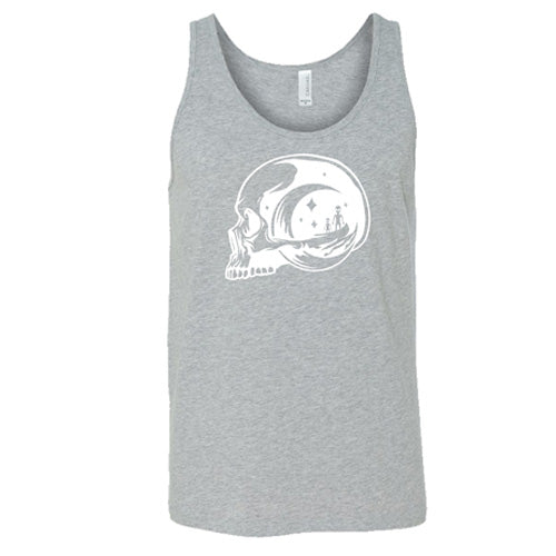 grey unisex shirt with an alien skull design