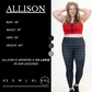 Model's measurements of 45 inch bust, 39 inch waist, 50 inch hips, and height of 6 foot. She is wearing a double xl in these leggings.