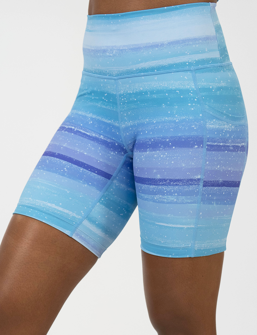 front of the 7 inch blue and white ombre shorts