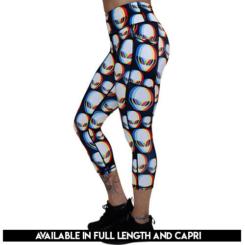  alien patterned leggings available in full and capri length