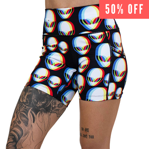 50% off alien patterned shorts