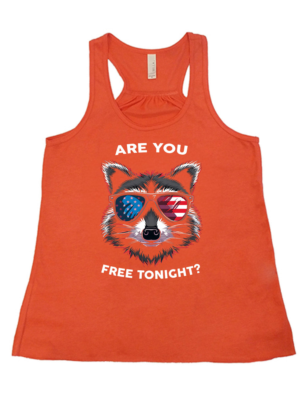 coral Are You Free Tonight Raccoon Tank Top