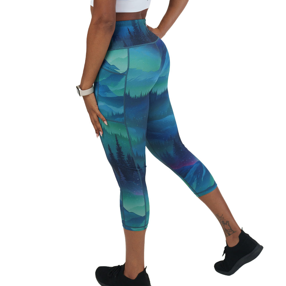 capri length Aurora Borealis Leggings