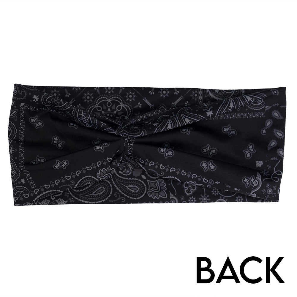 back of the black paisley patterned headband